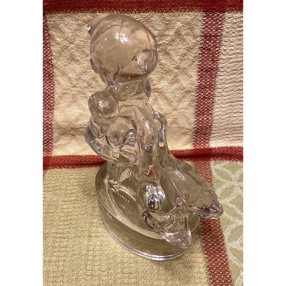 L.E. Smith Art Glass "Goose Girl " 6” Clear Figurine Decoration - Picture 3 of 10